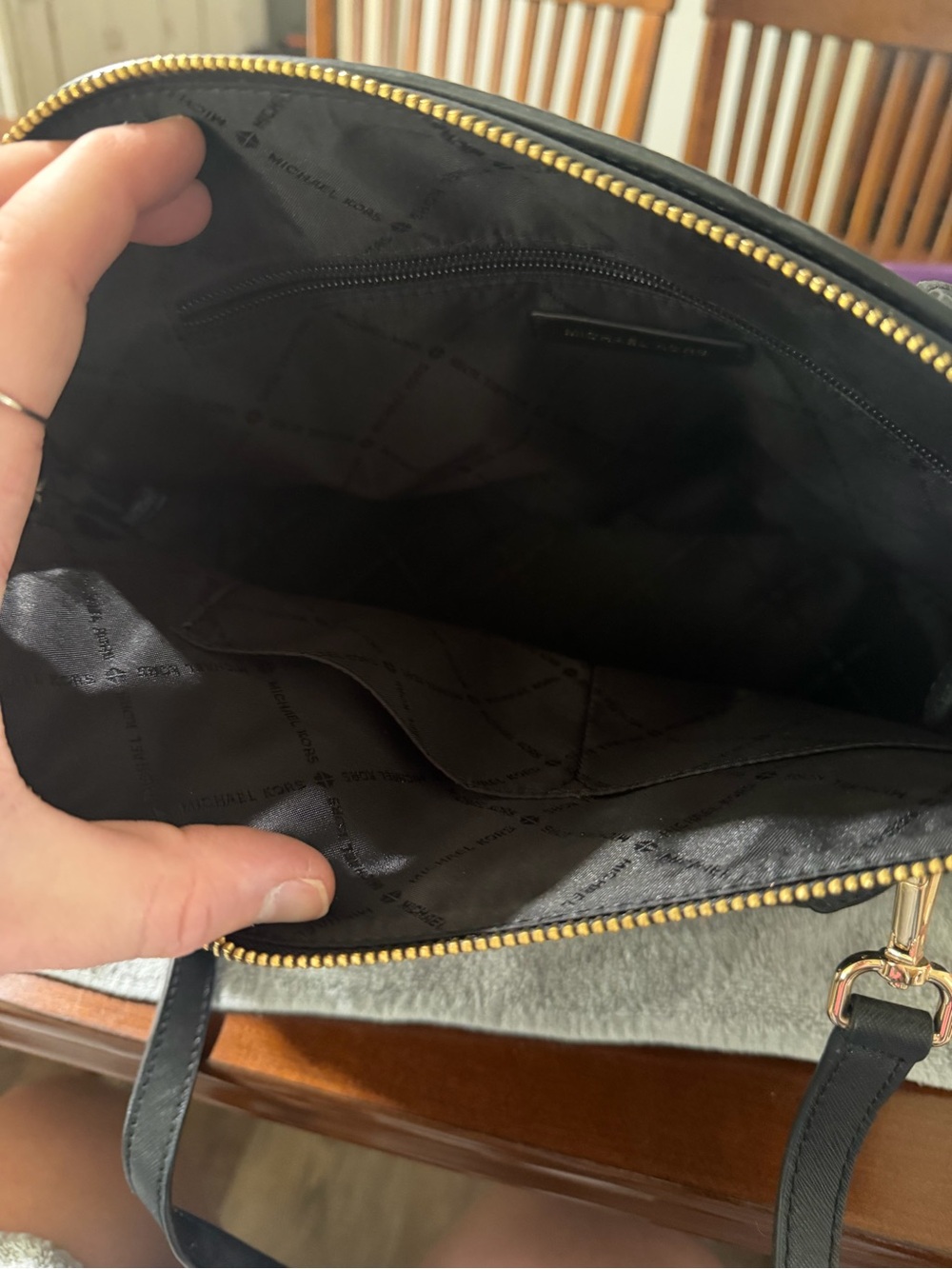 Michael Kors Black Saffiano Dome Satchel with Gold Hardware - Picture 2 of 2